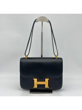 Hermes Constance 23 Shoulder Back Calf Cowhide Box Black Bag